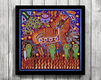 Mexican Painting, Mexican Art, Digital Print, Huichol Art, Mexican Print,Huichol Print, Mexican Digital Art, Mexican decor, Mexican wall art