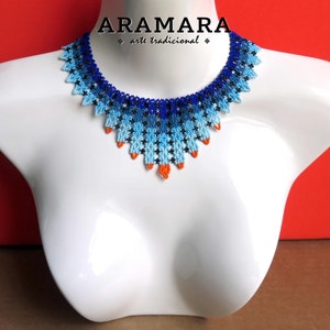 Huichol beadwork, Mexican Necklace, Beaded necklace, Huichol necklace, Huichol Jewelry, Mexican Jewelry, Bib, Choker necklace, COM-0049 image 6