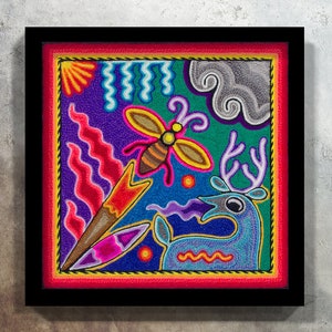Digital Print, Mexican Digital Art, Huichol Print, Mexican Print, Mexican Art, Mexican Painting, Mexican wall art, Mexican decor,Huichol Art