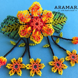 Mexican Huichol Beaded Hair clip BR-020 Mexican Jewelry, Huichol Jewelry, Huichol beadwork, Huichol Hair clip, Mexican Hair clip, Barrette