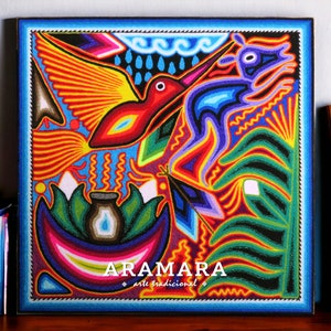 12&quot; Huichol painting, Native art, Huichol art, Mexican art, Mexican decor, Mexican painting, Mexican wall art, Mexican folk art, 30-523