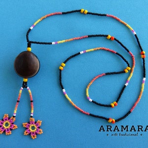 Collar mexicano, Ojo de Venado, Frijol de mar, Collar Nazar, Collar Huichol, Ojo de venado, Collar nativo americano, Collar de mal de ojo, 0105