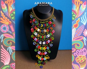 Huichol Set, Mexican Jewelry, Huichol necklace, Huichol earrings, Huichol Jewelry, Huichol bracelet, Native jewelry,Mexican Necklace JGO-218