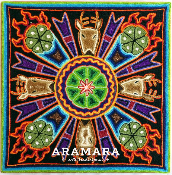 12 Huichol Painting Mexican Wall Art Native Folk Decor 30 317