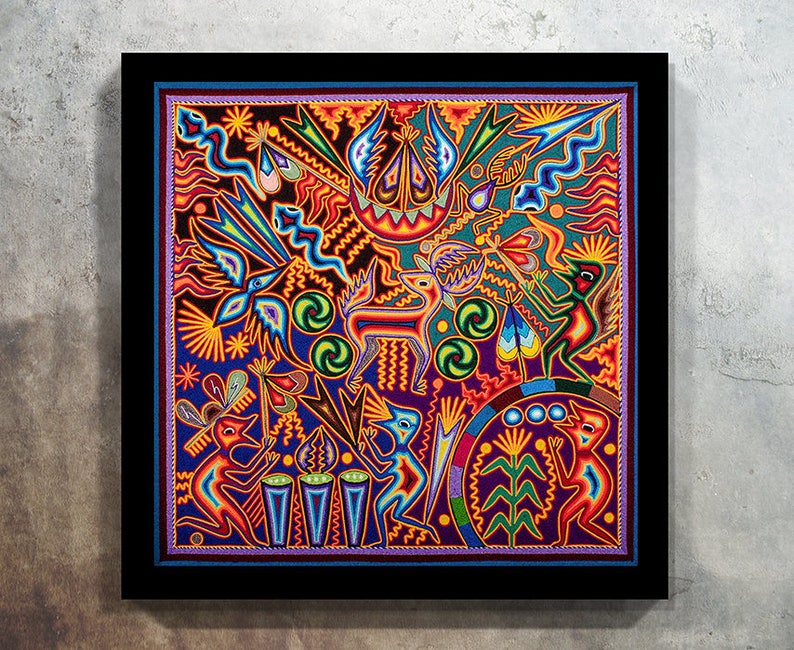 Mexican Wall Art Huichol Print Huichol Art Mexican Print Etsy