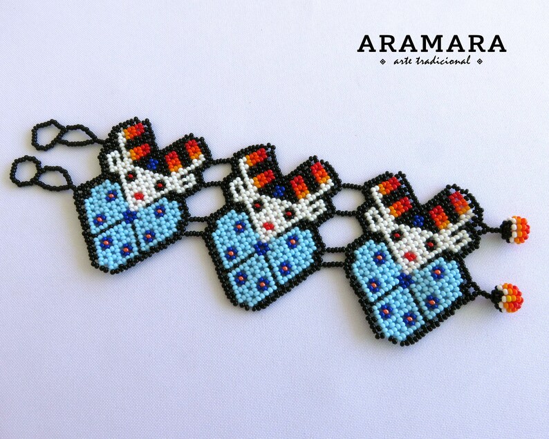 Mexican Jewelry, Huichol Jewelry, Peyote bracelet, Native american necklace, Deer bracelet, Mexican bracelet, Huichol bracelet, PG-0082