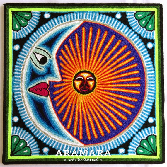12 Huichol Painting Mexican Wall Art Folk Native Decor 30 003 W