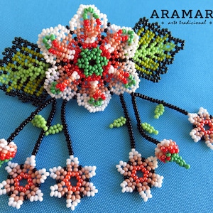 Mexican Huichol Beaded Hair clip BR-019 Mexican Jewelry, Huichol Jewelry, Huichol beadwork, Huichol Hair clip, Mexican Hair clip, Barrette
