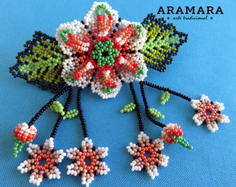 Mexican Huichol Beaded Hair clip BR-019 Mexican Jewelry, Huichol Jewelry, Huichol beadwork, Huichol Hair clip, Mexican Hair clip, Barrette