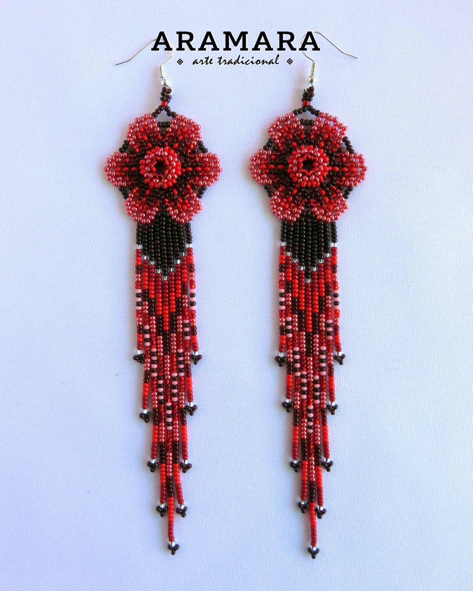 Flower Earrings Beaded Flower Native American Earrings Etsy