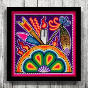 Digital Print, Mexican Digital Art, Huichol Print, Mexican Print, Mexican Art, Mexican Painting, Mexican wall art, Mexican decor,Huichol Art