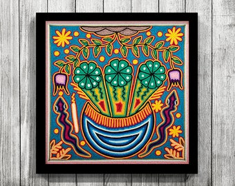 Mexican Digital Art, Mexican Art, Mexican decor, Digital Print, Mexican Print, Mexican Painting, Huichol Print, Mexican wall art,Huichol Art