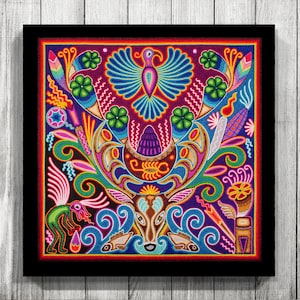 Mexican wall art, Huichol Print, Mexican decor, Huichol Art, Digital Print, Mexican Print, Mexican Painting, Mexican Digital Art,Mexican Art