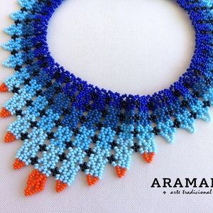 Huichol beadwork, Mexican Necklace, Beaded necklace, Huichol necklace, Huichol Jewelry, Mexican Jewelry, Bib, Choker necklace, COM-0049 image 5