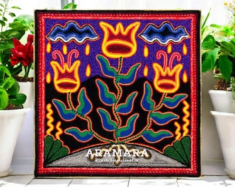 8" Huichol painting, Native art, Mexican folk art, Mexican wall art, Huichol art, Mexican decor, Mexican painting, Mexican art, 20-269