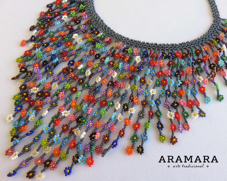 Huichol Jewelry,Huichol necklace,JGO-211 Huichol earrings Huichol bracelet Mexican Jewelry Huichol set Native jewelry Mexican Necklace
