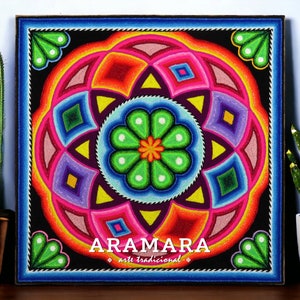 12&quot; Huichol painting, Native art, Huichol art, Mexican art, Mexican decor, Mexican painting, Mexican wall art, Mexican folk art, 30-496