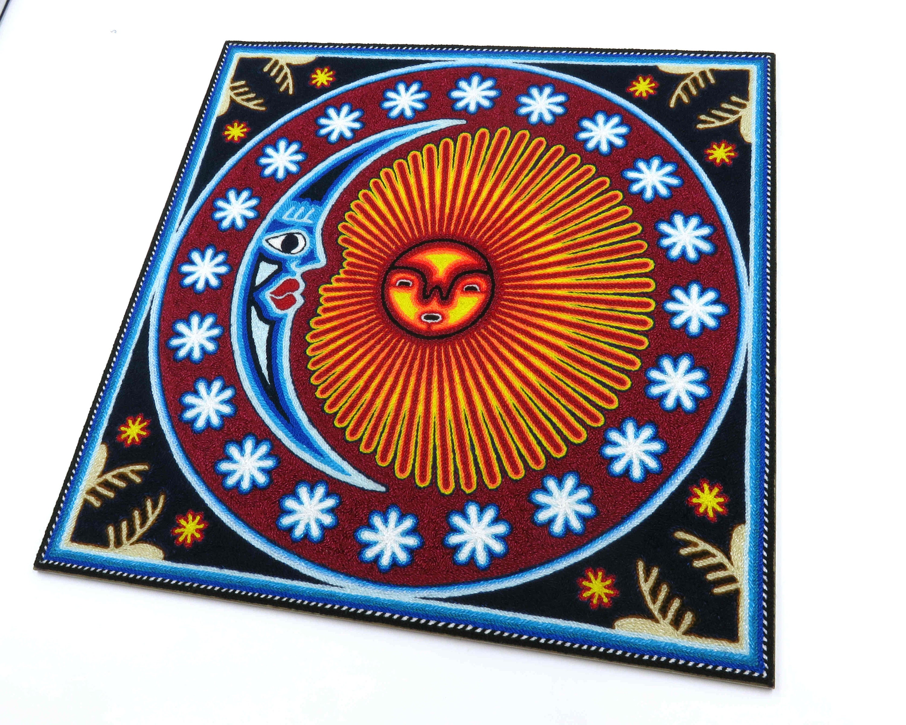 12" Huichol Painting, Native Art, Huichol Art, Mexican Art, Mexican