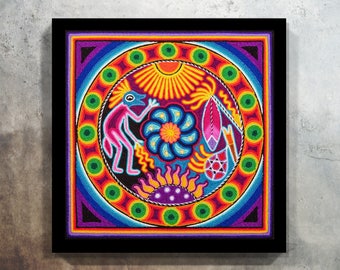Digital Print, Huichol Print, Mexican Painting, Huichol Art, Mexican Print, Mexican Digital Art, Mexican wall art, Mexican decor,Mexican Art