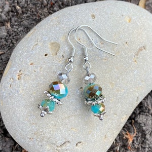 Blue glass drop earrings