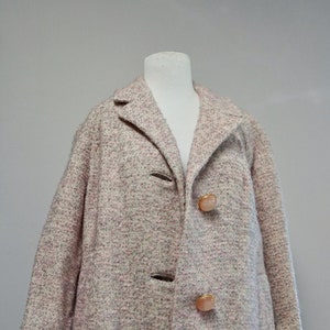 Vintage 1950s Pink Boucle Swing Coat with Satin Lining image 1
