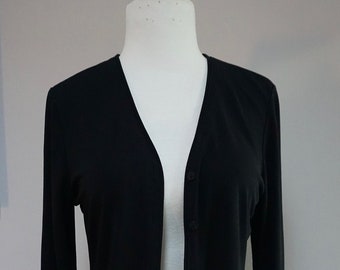 Vintage Late 1990s/Y2K Silky Black V-Neck Cardigan