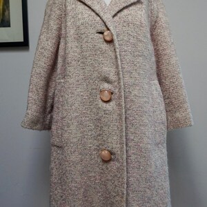 Vintage 1950s Pink Boucle Swing Coat with Satin Lining image 3