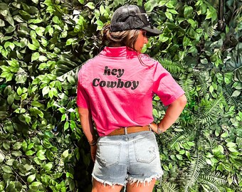 Hey Cowboy Fringe Top: Country Rock Graphic Tee