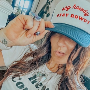 Navy Say Howdy, Stay Rowdy Trucker Hat, Party Hat, Bachelorette Hat