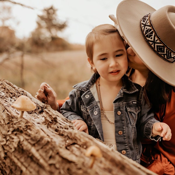 Women’s Aztec Wide Brim Hat | Flat Brim | Boho Western style | Winter, Spring accessory | Family photo outfit| Fedora Boater