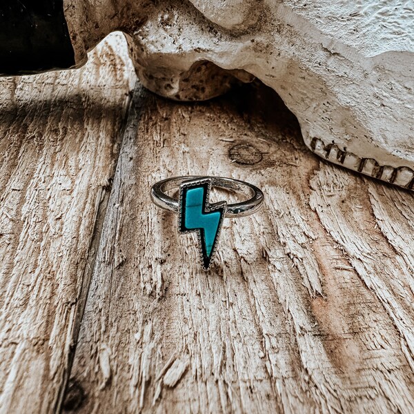 BOLT CUFF RING | Blue Stone Lightning Bolt  | blue turquoise  | jewelry | rings