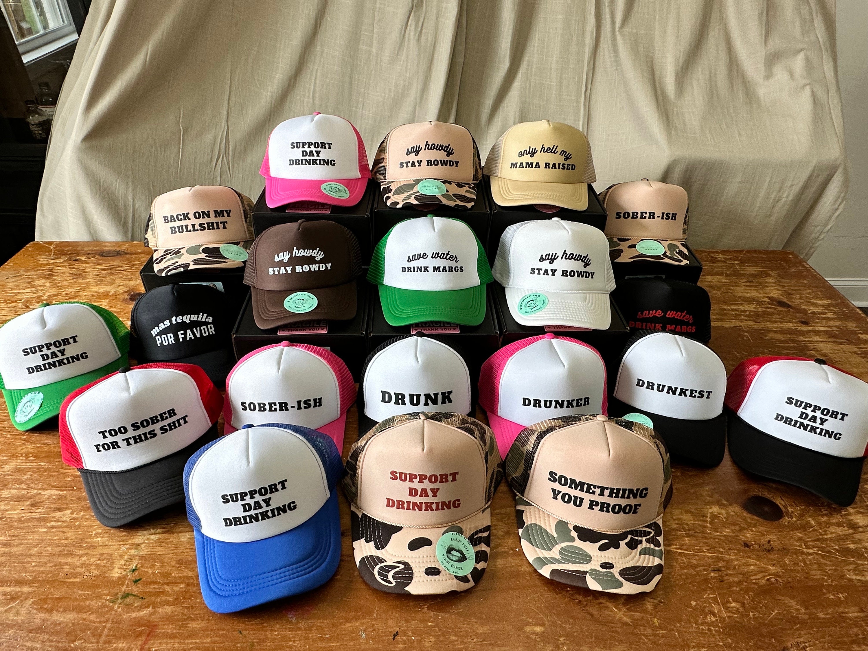 Trucker Hats with Beverage Slogan - Brown & Tan Bachelorette Hats Sober-ish Trucker Hat: Funny Bachelorette Party Gift - Etsy main image 4