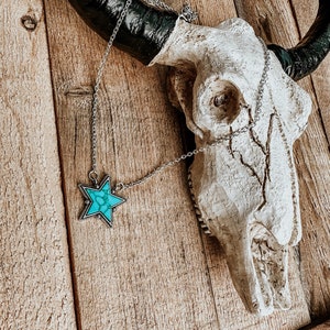 STAR NECKLACE | Stone Star Western chain necklace | blue turquoise  | Punchy Cowgirl | Western Rodeo Necklace