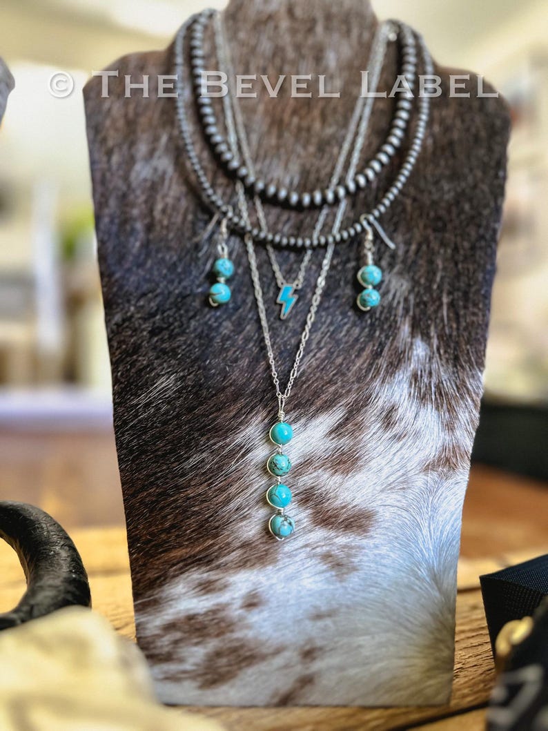 Cowhide Multiple Necklace Jewelry Stand / Western Jewelry Organizer /  Necklace Holder / NFR Rodeo Cowgirl Gift / Gift idea for her