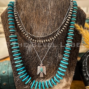 Thunderbird Turquoise Necklace: Hand Stamped Sterling Silver Western Jewelry