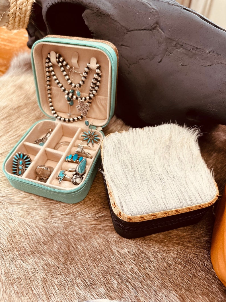 Cowhide Jewelry Organizer Travel Case / Jewelry Organizer Box Etsy