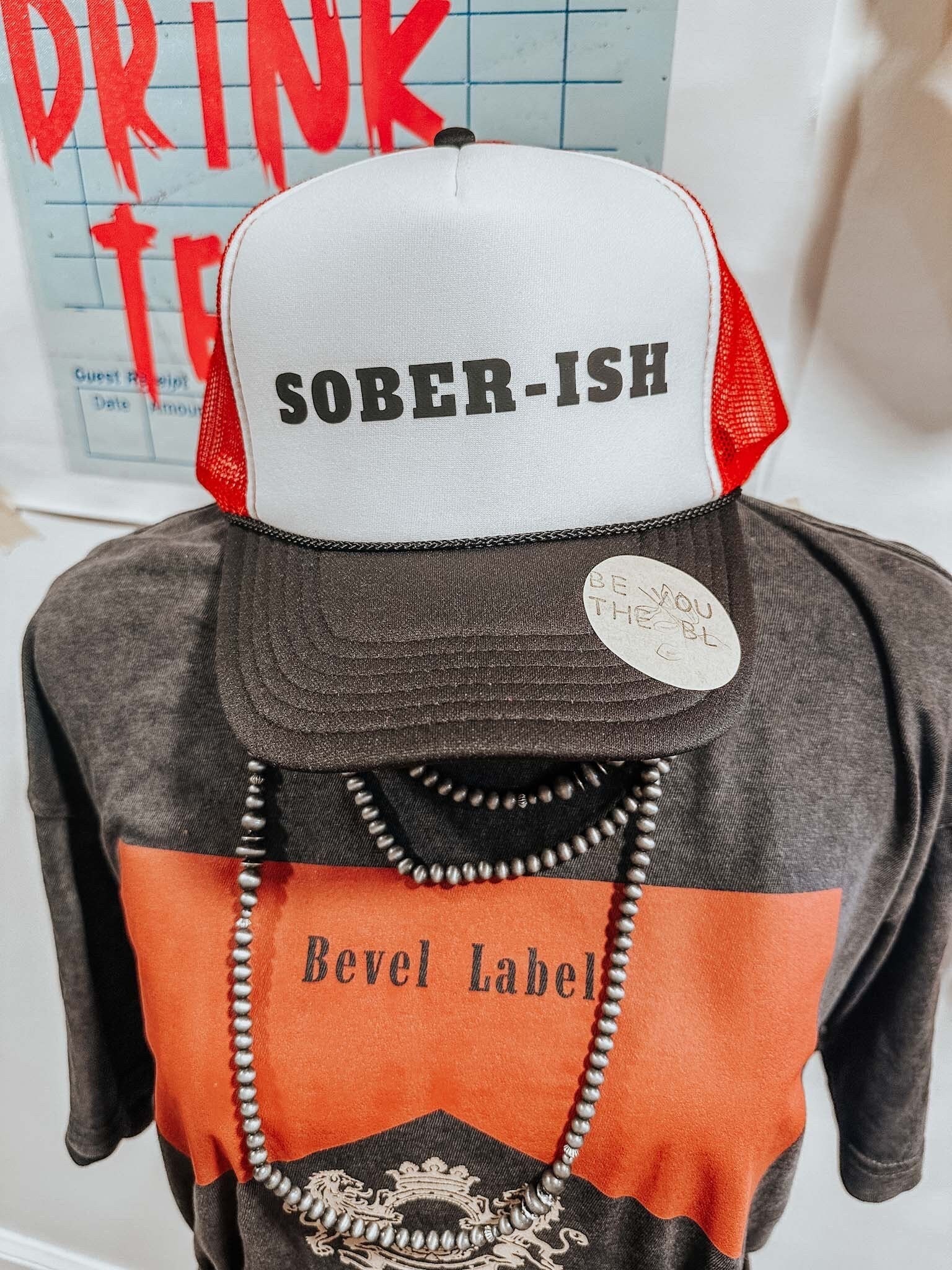 Trucker Hats with Beverage Slogan - Brown & Tan Bachelorette Hats Sober-ish Trucker Hat: Funny Bachelorette Party Gift - Etsy main image 3