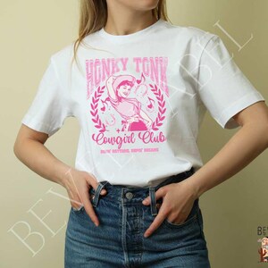 Vintage Honky Tonk Cowgirl Club T-Shirt, Fun Graphic Tee for Western Lovers, Perfect for Concerts, Music Festivals, Gift Idea, Cowgirl Style