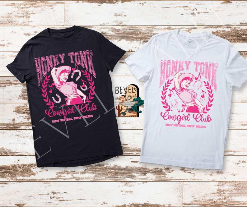 Vintage Honky Tonk Cowgirl Club T-Shirt, Fun Graphic Tee for Western Lovers, Perfect for Concerts, Music Festivals, Gift Idea, Cowgirl Style