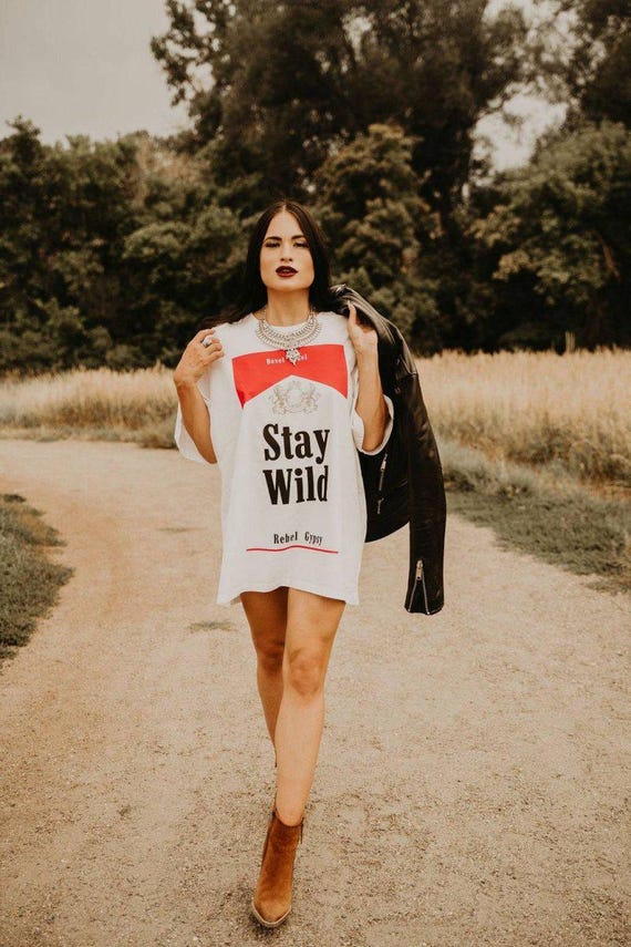 Ladies Stay Wild T Shirt Dress Nashville Outfit Country Concert Top Western Tee Dress Oversized T shirt Rodeo Shirt Cowgirl Shirt Etsy