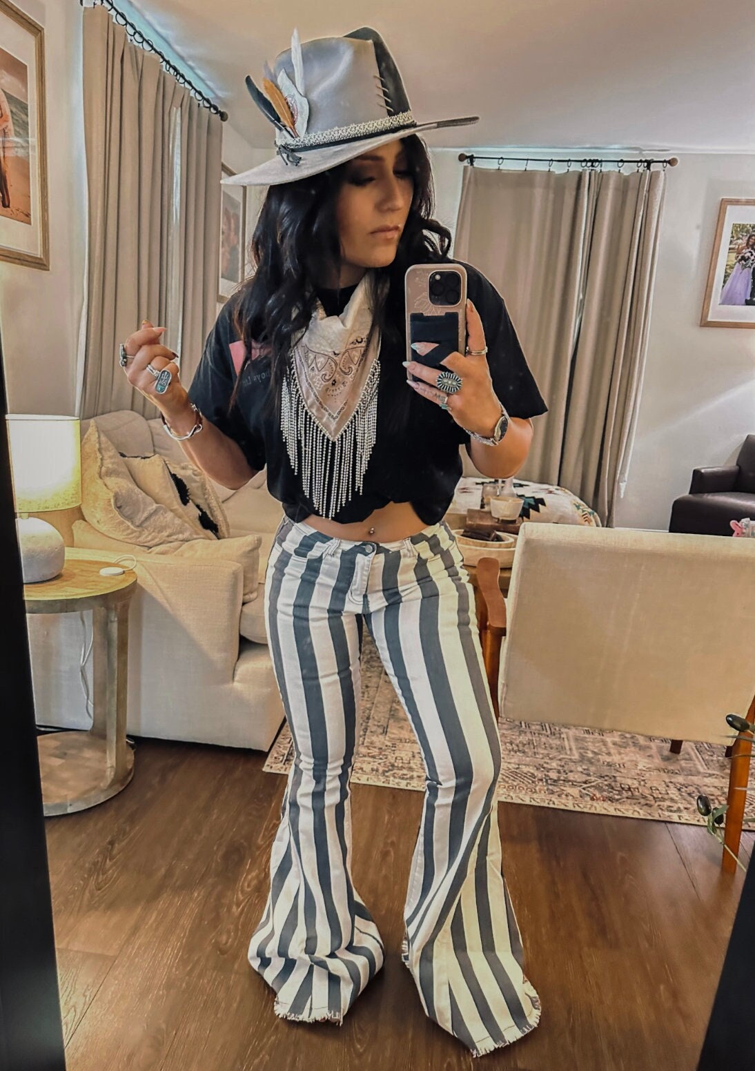 Striped bell bottoms sale