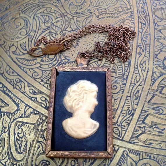 Edwardian Celluloid Cameo Necklace - image 1