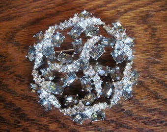 Bogoff Smokey Topaz Rhinestone Brooch