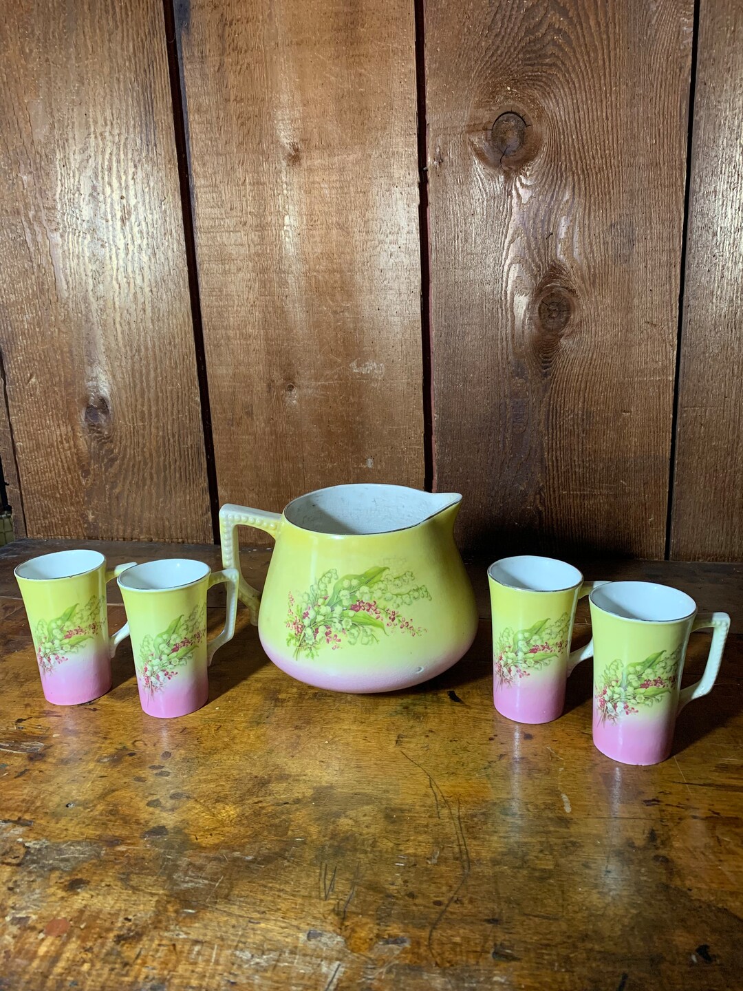Lilly of the Valley Pitcher & Cups Set - Etsy