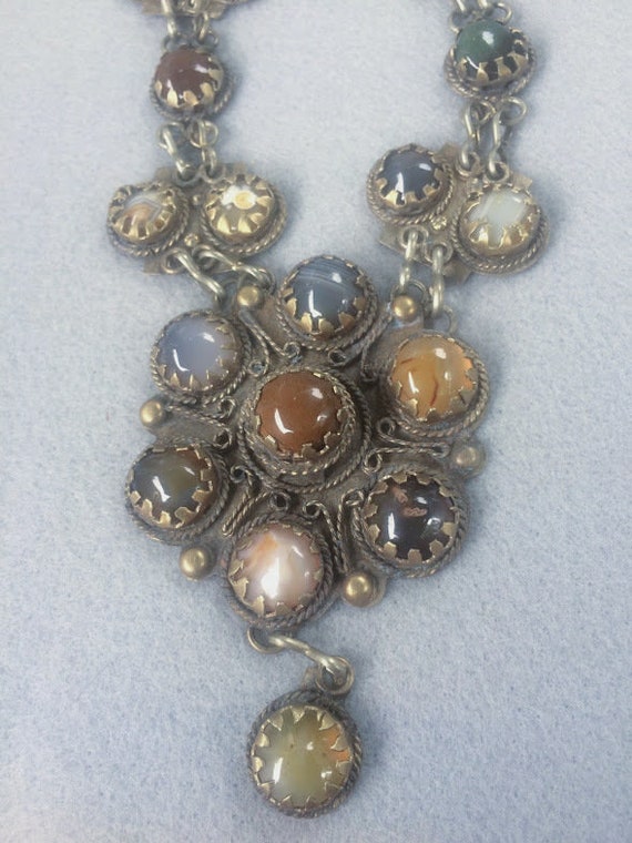 Vintage Agate Cabochon Necklace Circa 1930's - image 4