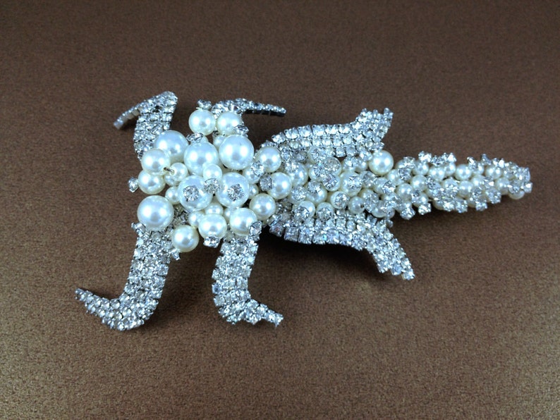 Diamonte & Pearl Tussie Mussie Flower Holder Brooch Circa Etsy