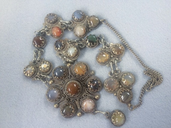 Vintage Agate Cabochon Necklace Circa 1930's - image 3