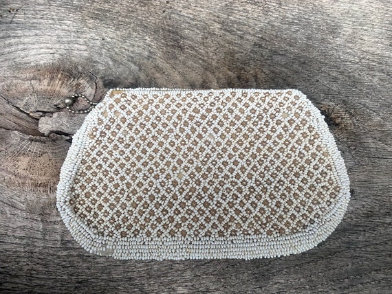 White/Off White Beaded Clutch - image 1