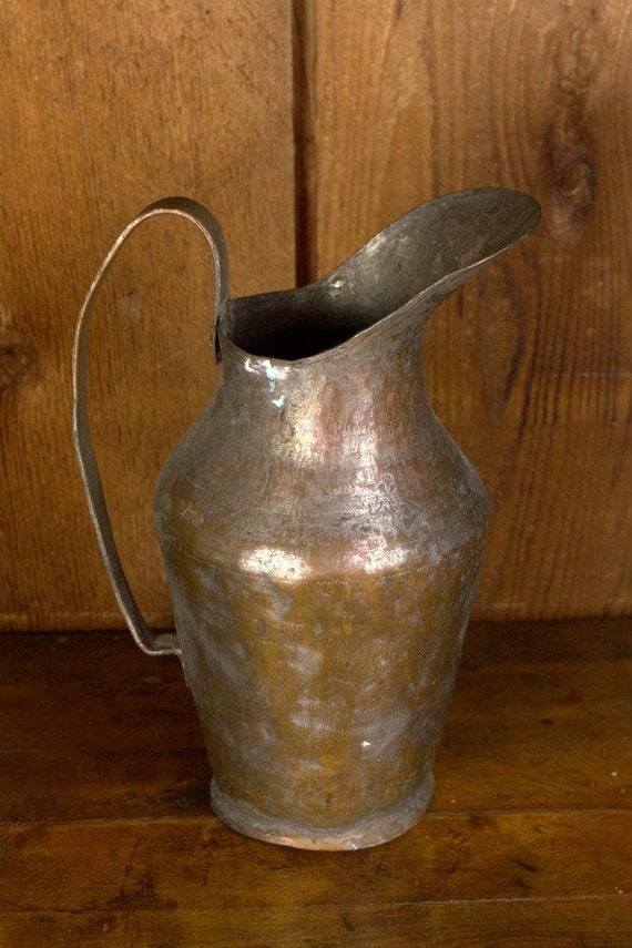 Vintage Copper Pitcher Ewer Etsy