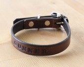 Hand Made Small Leather Dog Collar With Custom Stamping